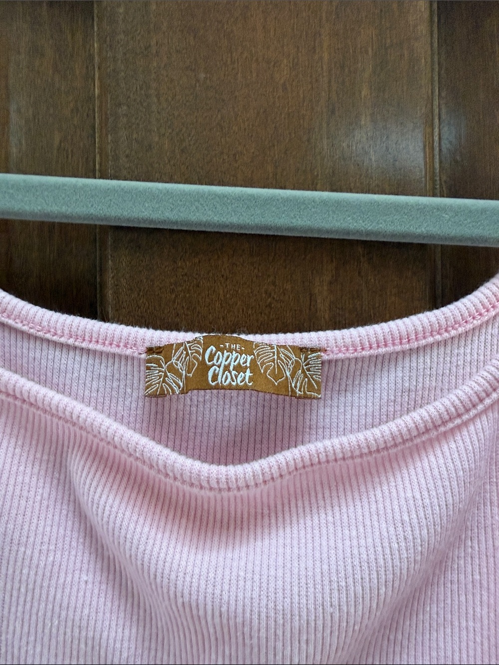 Women’s Pink Ribbed Tank Crop Top - Picture 2 of 2